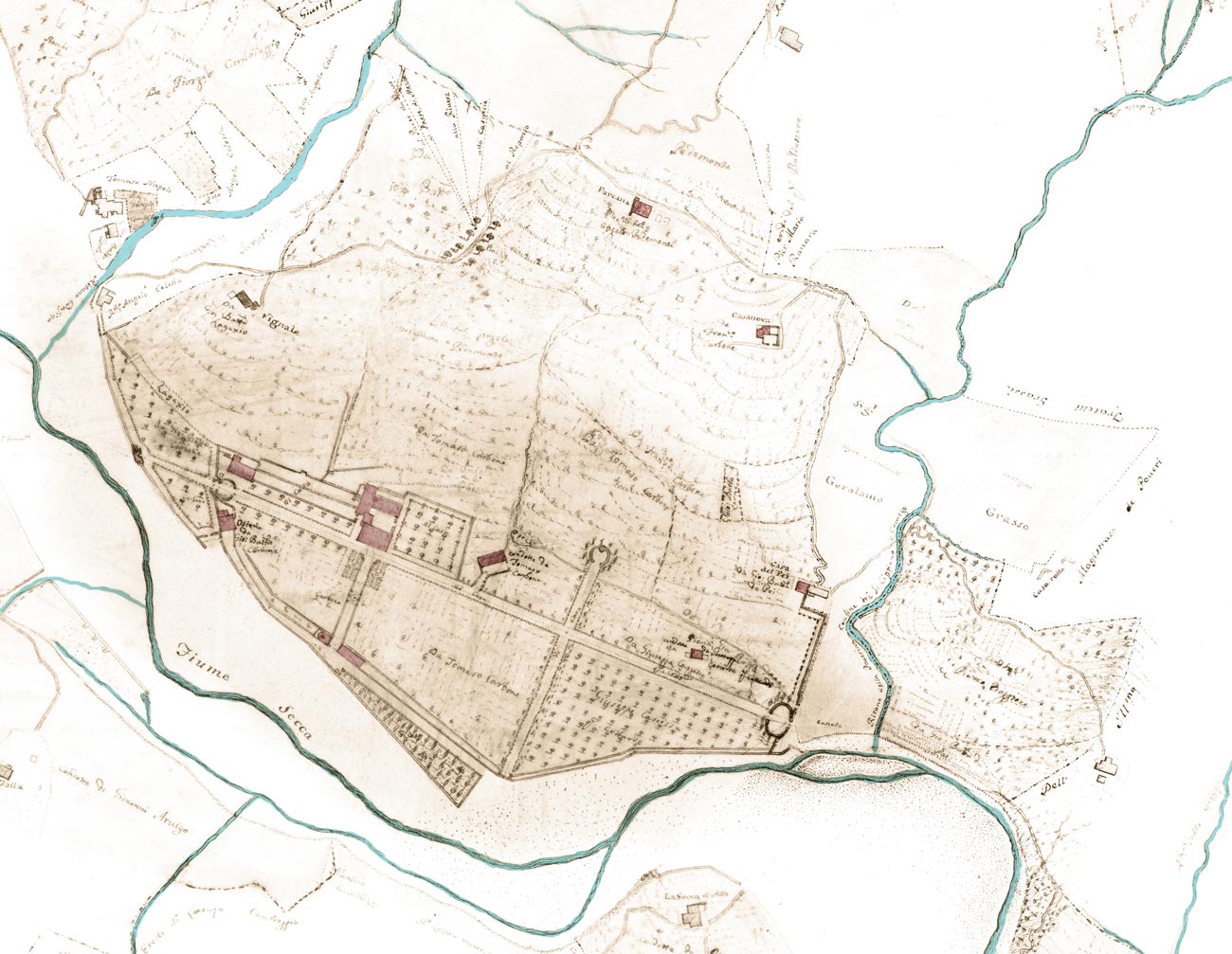 Ancient map of the Villa Cambiaso estate
